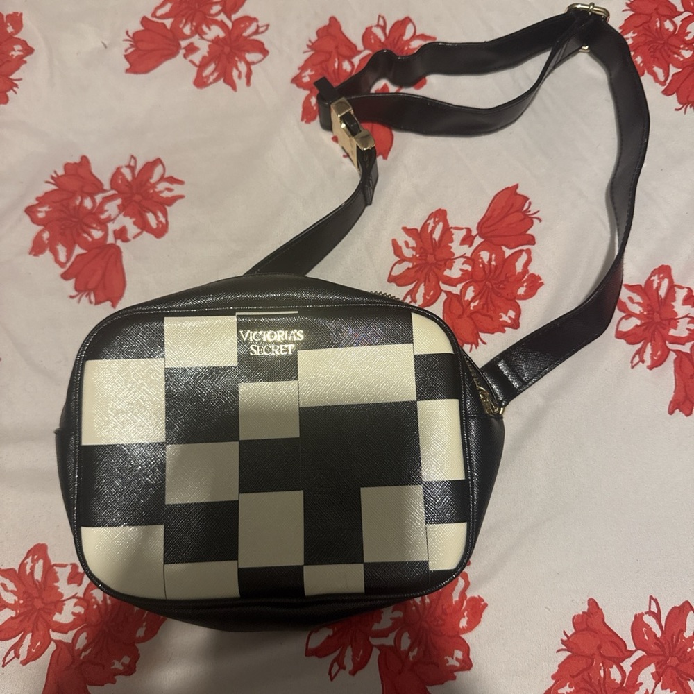 Victoria's Secret Black and Cream Checkered Bag